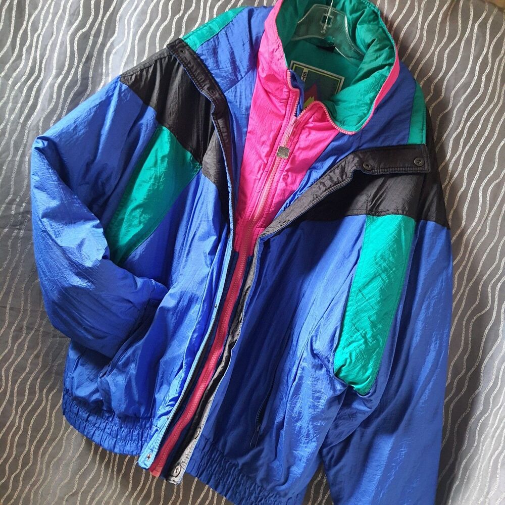 Vintage 90s Steep Slopes Colorblock Ski Jacket Mens Sz XL Windbreaker Outdoor